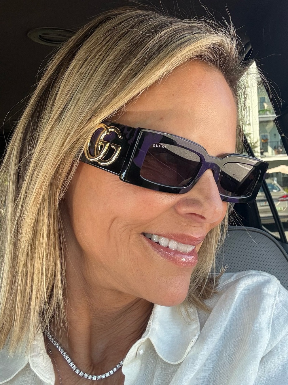 Gucci Purple Black Rectangular Logo Sunglasses